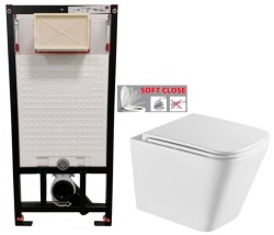 DEANTE Podstavný rám, pre závesné WC misy bez tlačidla + WC INVENA FLORINA /VÍROVÉ SPLACH/ WITH SOFT  se sedlem RIMLESS (CST_WC01 X FL1)