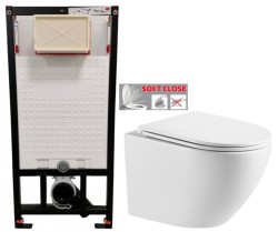 DEANTE Podstavný rám, pre závesné WC misy bez tlačidla + WC INVENA LIMNOS /VÍROVÉ SPLACH/ WITH SOFT  se sedlem RIMLESS (CST_WC01 X LI1)