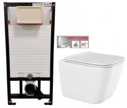 DEANTE Podstavný rám, pre závesné WC misy bez tlačidla + WC INVENA PAROS  + SEDADLO (CST_WC01 X RO1)