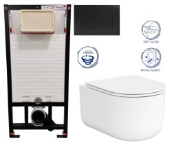 DEANTE Podstavný rám, pre závesné WC misy + SLIM tlačidlo černé + WC CERSANIT INTRO PRO OVAL /vírivé splachovanie/ + sedadlo (CST_WC01 N51P IR1)