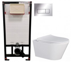 DEANTE Podstavný rám, pre závesné WC misy + SLIM tlačidlo chrom + WC MYJOYS MY1 + SEDADLO (CST_WC01 051P MY1)