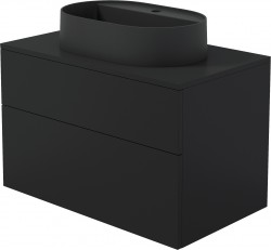 DEANTE - Prizma čierna kúpeľňová skrinka, s granitovým umývadlom - 55x35 cm; (SDNB8SNU6B)