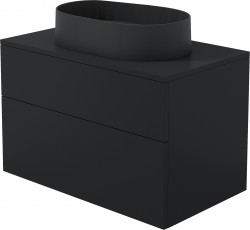 DEANTE - Prizma čierna kúpeľňová skrinka, s granitovým umývadlom - 55x35 cm; (SDNB8SNU6S)