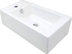 DEANTE - SQUARE - Keramické umývadlo, na dosku, ľavé - biele (CGS_6U2L)