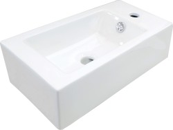 DEANTE - SQUARE - Keramické umývadlo, na dosku, pravé - biele (CGS_6U2R)