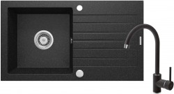 DEANTE - Zorba grafit - Granitový drez vrátane batérie, 1 - bowl s odkvapkávačom (ZQZV2113)