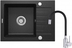 DEANTE - Zorba grafitový Granitový drez s batériou, 1miska s odkvapkávačom (ZQZC211A)