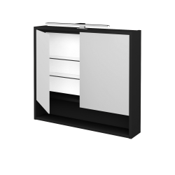 Dreja - Dvojdverová zrkadlová skrinka FOCUS GA2OE 80 - L03 Antracit vysoký lesk (284060)