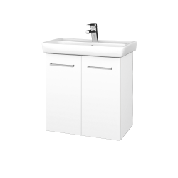 Dreja - Kúpeľňová skriňa DOOR SZD2 60 - N01 Biela lesk / Úchytka T04 / L01 Biela vysoký lesk (21965E)