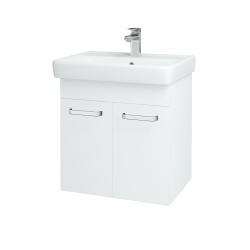 Dreja - Kúpeľňová skriňa Q DVEROVÉ SZD2 60 - N01 Biela lesk / Úchytka T01 / L01 Biela vysoký lesk (12734A)