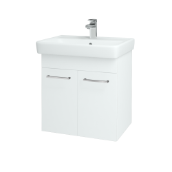 Dreja - Kúpeľňová skriňa Q DVEROVÉ SZD2 60 - N01 Biela lesk / Úchytka T04 / L01 Biela vysoký lesk (12734E)