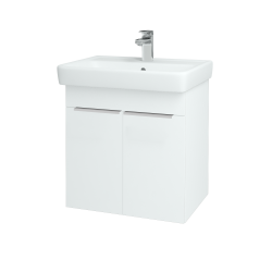 Dreja - Kúpeľňová skriňa Q DVEROVÉ SZD2 60 - N01 Biela lesk / Úchytka T05 / L01 Biela vysoký lesk (12734F)