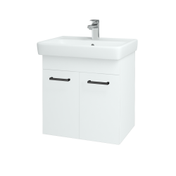 Dreja - Kúpeľňová skriňa Q DVEROVÉ SZD2 60 - N01 Biela lesk / Úchytka T06 / L01 Biela vysoký lesk (12734H)