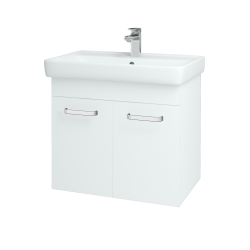 Dreja - Kúpeľňová skriňa Q DVEROVÉ SZD2 70 - N01 Biela lesk / Úchytka T01 / L01 Biela vysoký lesk (12635A)