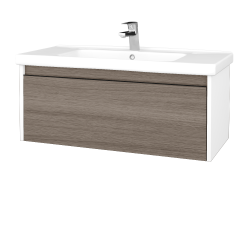 Dreja - Kúpeľňová skrinka BONO SZZ 100 (umývadlo Harmonia) - N01 Biela lesk / Úchytka T33 - čierna mat / D03 Cafe (204181J)