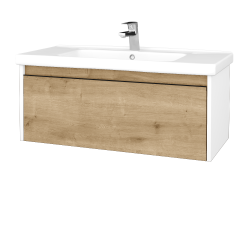 Dreja - Kúpeľňová skrinka BONO SZZ 100 (umývadlo Harmonia) - N01 Biela lesk / Úchytka T33 - čierna mat / D09 Arlington (204198J)