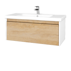 Dreja - Kúpeľňová skrinka BONO SZZ 100 (umývadlo Harmonia) - N01 Biela lesk / Úchytka T33 - čierna mat / D15 Nebraska (204204J)