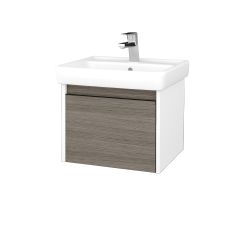 Dreja - Kúpeľňová skrinka BONO SZZ 55 (umývadlo Q) - N01 Biela lesk / Úchytka T33 - čierna mat / D03 Cafe (203108J)