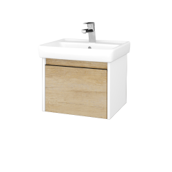 Dreja - Kúpeľňová skrinka BONO SZZ 55 (umývadlo Q) - N01 Biela lesk / Úchytka T33 - čierna mat / D29 Honey (311548J)