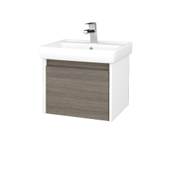 Dreja - Kúpeľňová skrinka BONO SZZ 55 (umývadlo Q) - N01 Biela lesk / Úchytka T34 - nerez / D03 Cafe (203108K)