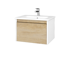 Dreja - Kúpeľňová skrinka BONO SZZ 60 (umývadlo Euphoria) - N01 Biela lesk / Úchytka T33 - čierna mat / D15 Nebraska (203481J)