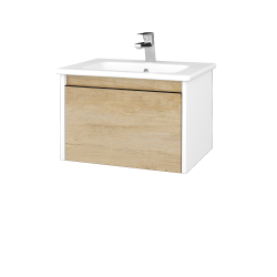 Dreja - Kúpeľňová skrinka BONO SZZ 60 (umývadlo Euphoria) - N01 Biela lesk / Úchytka T33 - čierna mat / D29 Honey (296593J)