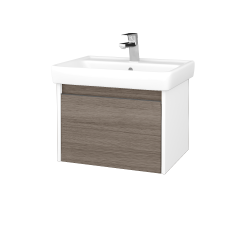 Dreja - Kúpeľňová skrinka BONO SZZ 60 (umývadlo Q) - N01 Biela lesk / Úchytka T34 - nerez / D03 Cafe (203191K)