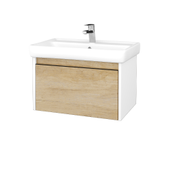 Dreja - Kúpeľňová skrinka BONO SZZ 70 (umývadlo Q) - N01 Biela lesk / Úchytka T33 - čierna mat / D15 Nebraska (203306J)