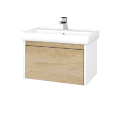 Dreja - Kúpeľňová skrinka BONO SZZ 70 (umývadlo Q) - N01 Biela lesk / Úchytka T34 - nerez / D15 Nebraska (203306K)