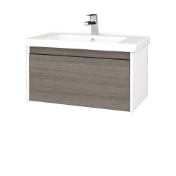 Dreja - Kúpeľňová skrinka BONO SZZ 80 (umývadlo Harmonia) - N01 Biela lesk / Úchytka T33 - čierna mat / D03 Cafe (204099J)