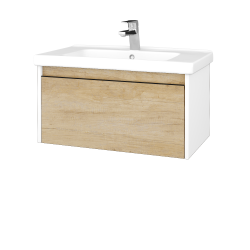 Dreja - Kúpeľňová skrinka BONO SZZ 80 (umývadlo Harmonia) - N01 Biela lesk / Úchytka T33 - čierna mat / D15 Nebraska (204112J)