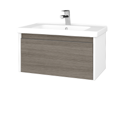 Dreja - Kúpeľňová skrinka BONO SZZ 80 (umývadlo Harmonia) - N01 Biela lesk / Úchytka T34 - nerez / D03 Cafe (204099K)