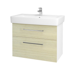 Dreja - Kúpeľňová skrinka Q MAX SZZ2 80 - N01 Biela lesk / Úchytka T04 / D04 Dub (60261E)