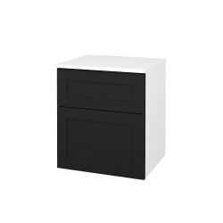 Dreja - Nízka kúpeľňová skrinka s košom na bielizeň PORTO SNZ2K 50 - N01 Biela lesk / Úchytka T00 / L03 Antracit vysoký lesk (567637X)