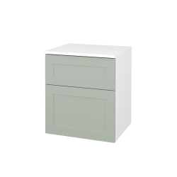 Dreja - Nízka kúpeľňová skrinka s košom na bielizeň PORTO SNZ2K 50 - N01 Biela lesk / Úchytka T00 / L20 Mint Grey vysoký lesk (567583X)