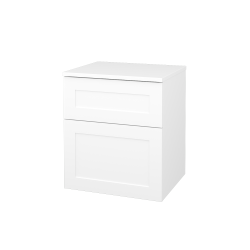 Dreja - Nízka kúpeľňová skrinka s košom na bielizeň PORTO SNZ2K 50 - N01 Biela lesk / Úchytka T00 / M01 Biela mat (567378X)