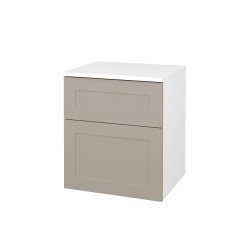 Dreja - Nízka kúpeľňová skrinka s košom na bielizeň PORTO SNZ2K 50 - N01 Biela lesk / Úchytka T00 / M05 Béžová mat (567361X)