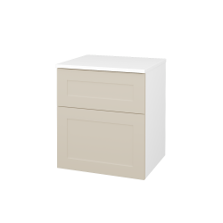 Dreja - Nízka kúpeľňová skrinka s košom na bielizeň PORTO SNZ2K 50 - N01 Biela lesk / Úchytka T00 / M19 Cream mat (567330X)