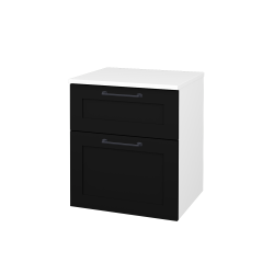 Dreja - Nízka kúpeľňová skrinka s košom na bielizeň PORTO SNZ2K 50 - N01 Biela lesk / Úchytka T37 / M17 Čierna mat (567354O)