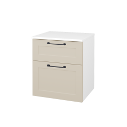 Dreja - Nízka kúpeľňová skrinka s košom na bielizeň PORTO SNZ2K 50 - N01 Biela lesk / Úchytka T37 / M19 Cream mat (567330O)