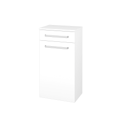 Dreja - Nízka skrinka s košom na bielizeň DOS SNDKZ 50 - N01 Biela lesk / Úchytka T01 / L01 Biela vysoký lesk (63095A)