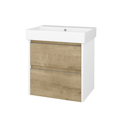 Dreja - Skrinka pod umývadlo BONO SZZ2 60 (umývadlo Glance) - N01 Biela lesk / Úchytka T34 - nerez / D01 Betón (760403K)