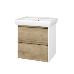 Dreja - Skrinka pod umývadlo BONO SZZ2 60 (umývadlo Q) - N01 Biela lesk / Úchytka T33 - čierna mat / D01 Betón (758189J)