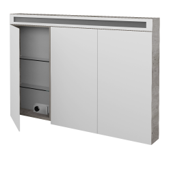 Dreja - Trojdverová zrkadlová skrinka AIR GA3OE 120 - D01 Betón (143930)