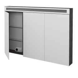 Dreja - Trojdverová zrkadlová skrinka AIR GA3OE 120 - D16  Tmavý betón (239862)