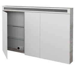 Dreja - Trojdverová zrkadlová skrinka AIR GA3OE 130 - D01 Betón (144074)