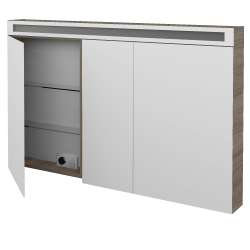 Dreja - Trojdverová zrkadlová skrinka AIR GA3OE 130 - D03 Cafe (144098)