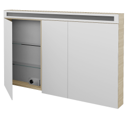 Dreja - Trojdverová zrkadlová skrinka AIR GA3OE 130 - D04 Dub (144104)