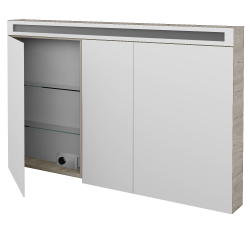 Dreja - Trojdverová zrkadlová skrinka AIR GA3OE 130 - D05 Oregon (144111)