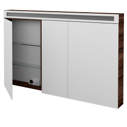 Dreja - Trojdverová zrkadlová skrinka AIR GA3OE 130 - D06 Orech (144128)